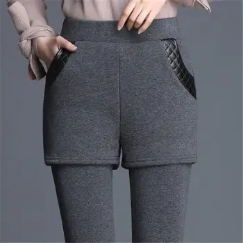 

CHRLEISURE Plus Velvet Leggings Women High Waist Thick Warm Casual Pants Women Winter Slim Ankle-length