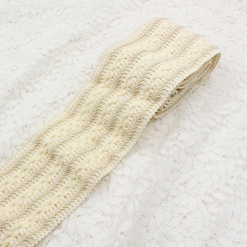 Beige Meetee 2/4 м 7 см плетеные кружевные шорты с эластичным поясом и полиэстер резиновая эластичная ленточная ткань кружевной отделкой DIY одежды Декор швейная фурнитура EB026 - Цвет: Beige