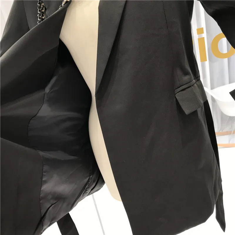 Осенняя корейская мода Twotwinstyle женские блейзеры уличные вырубленные однотонные ленты женские куртки и пальто куртка женская