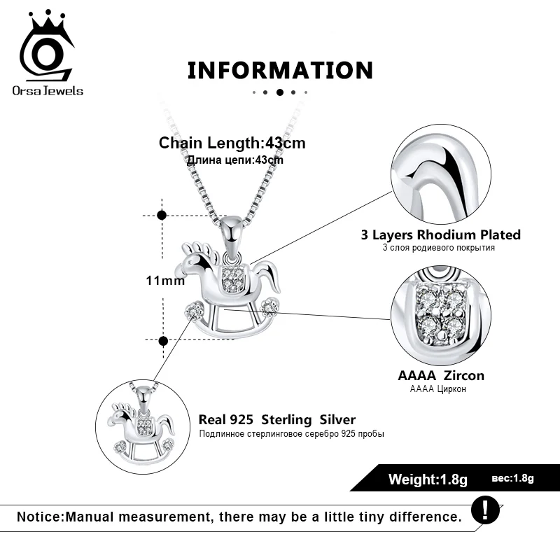 ORSA JEWELS S925 подвеска в форме карусели детский кулон с Каруселью с прозрачным AAAA Цирконом уникальные Простые Ювелирные изделия SN179