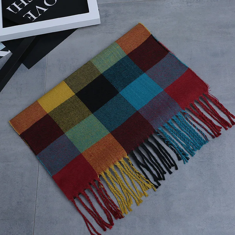 Осенне-зимний теплый кашемировый шарф в Корейском стиле для детей; классический однотонный шарф в клетку; ; FYR035