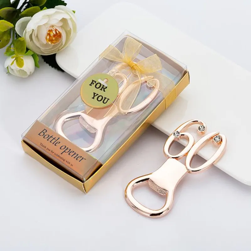 

2pcs Gold 60 Digital Bottle Opener Number 60 with Diamond Wedding Anniversary Silver Beer Opener 60 Years Old Party fang