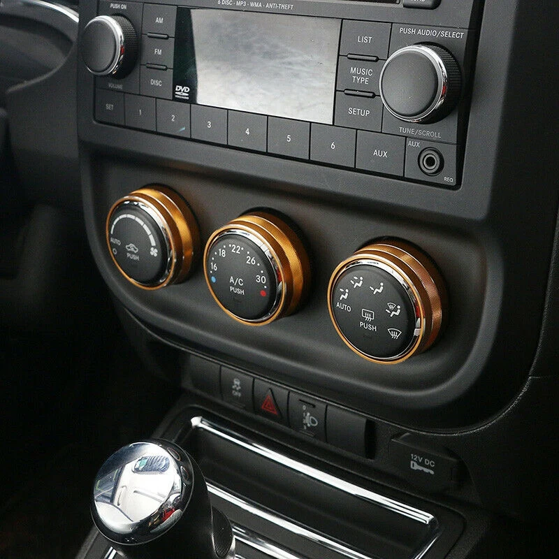 3X золотой переключатель кондиционера Накладка для Jeep Wrangler JK Компас