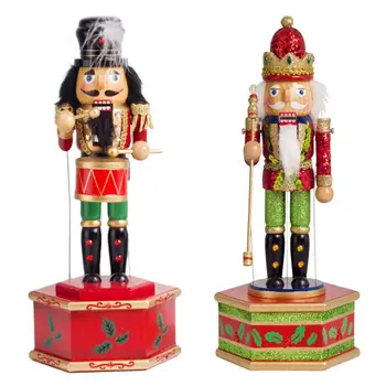 

Christmas Music Box 32CM Wooden Nutcracker Soldier King Band Music Box Christmas 2020 Ornaments Figurines New Year Kids Gifts