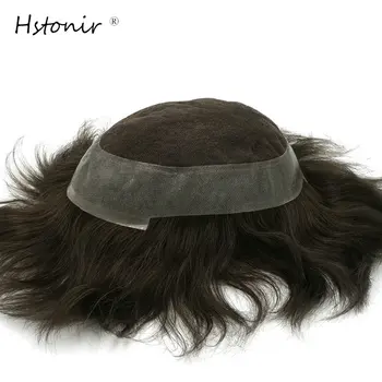 

Hstonir Man Hair 100% Natural Indian Remy Hair Clear Poly Swiss Lace Toupee Replacement Systems Stock H036