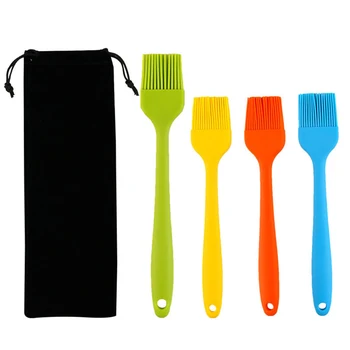 

4pcs Oil Dishwasher Safe Soft Silicone Cooking Glazing Pastry Baking Kitchen Portable Heat Resistant BBQ Sauce Basting Brush
