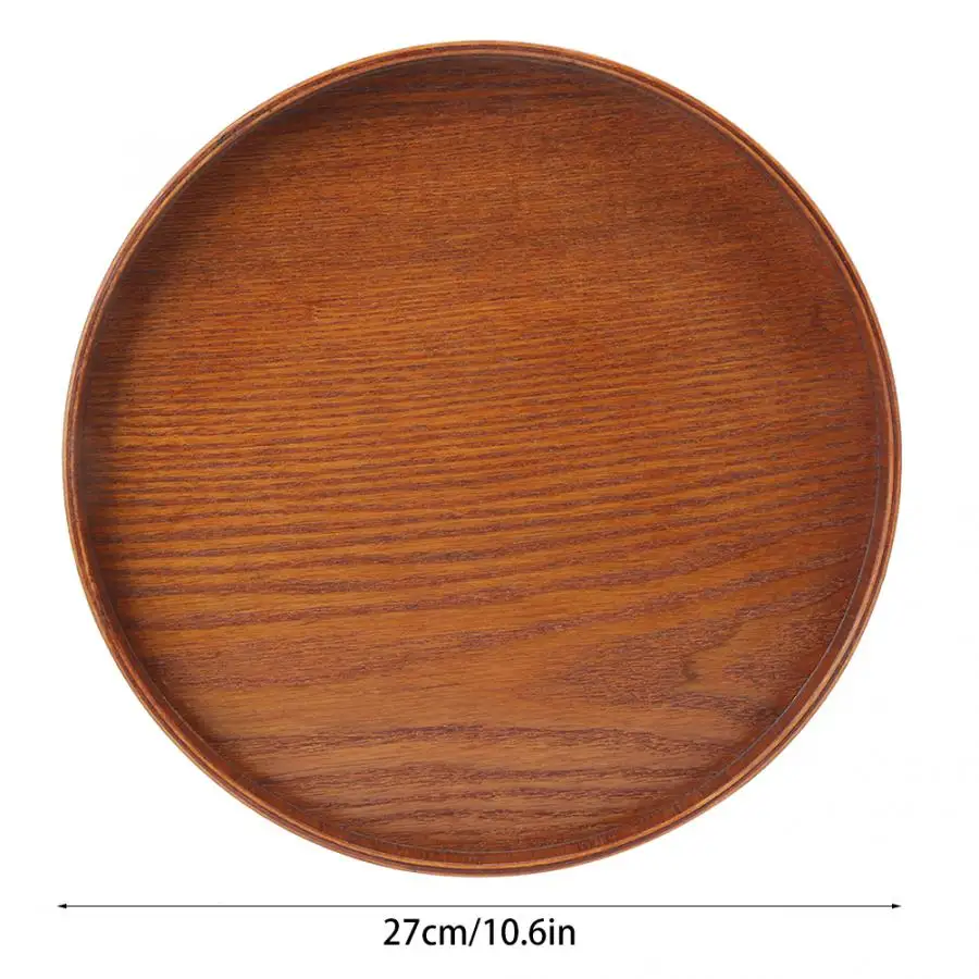 Round Wooden Round Tea Cup Tray Coffee Plates Holder Serving Tray for Teahouse Home Tea Food Server Dishes Water Drink Tray