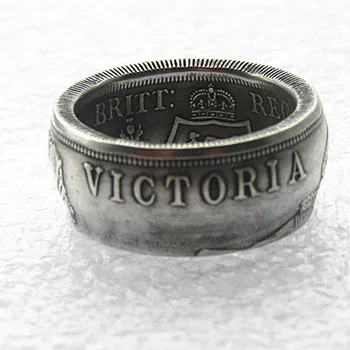 

Handmake Ring Coin By UF01 GREAT BRITAIN, Victoria 1887 Double Florin Silver Plated Copy Coin'date' In Sizes 8-16