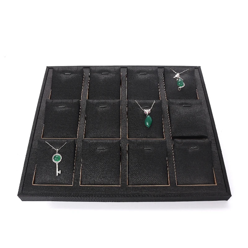 

Top Sale Black 12 Grid Pendent Jewelry Display Pallet Women Earring Bracelet Ring Showcase Trays Jewellery Organizer