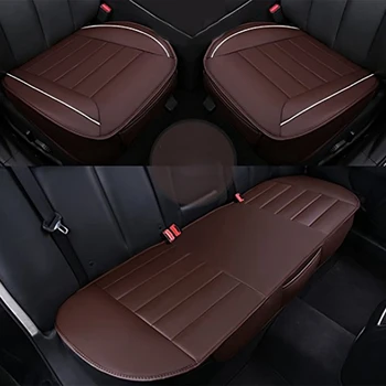 

Car Seat Cushion, 3PC Breathable Car Interior Seat Cover Cushion Pad Mat with PU Leather (Coffee color)