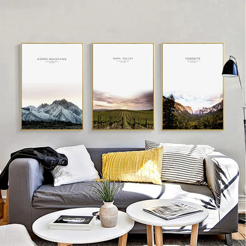 Абстрактный плакат в скандинавском стиле холст художественный принт горные