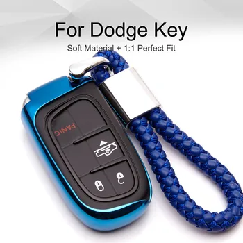 

Car Key Case Cover Styling Accessories Soft TPU for Dodge Ram Caliber 1500 Journey Challenger Charger Nitro Key Fob Ring Chain