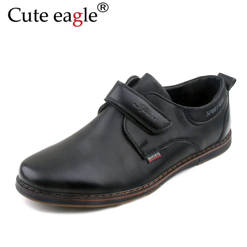 Big Boy's Leather Shoes Black Patent British Style Children Perform Dance Blue Flats
