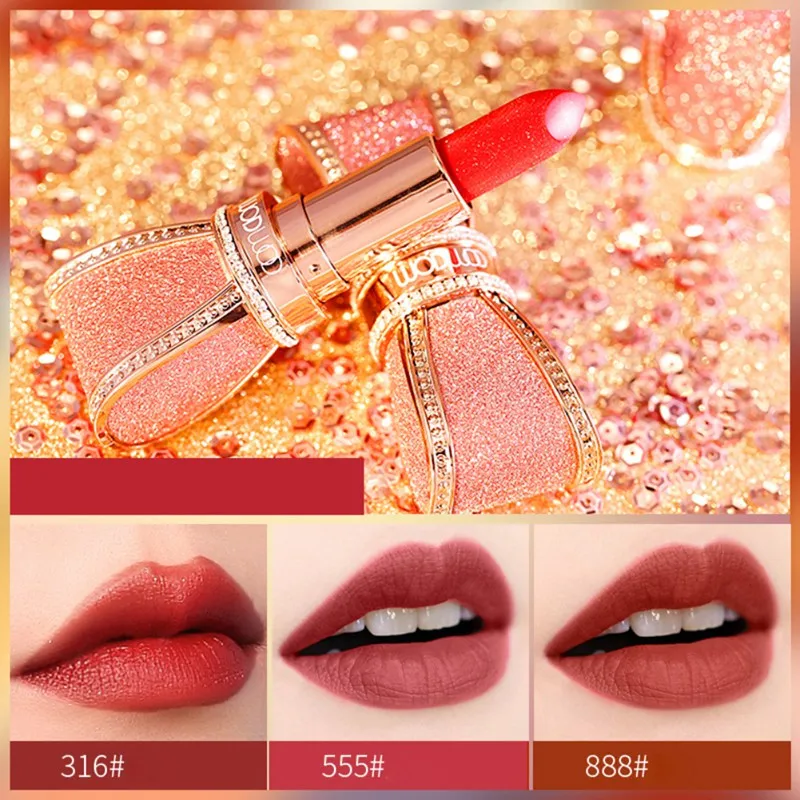 Nude Lip Tint Waterproof Moisturizer Smooth Lip Stick Diamond bow-knot Matte Lipstick Long lasting Velvet Lipstick Nude Lip Tint Waterproof Moisturizer Smooth Lip Stick Diamond bow-knot Matte Lipstick Long lasting Velvet Lipstick