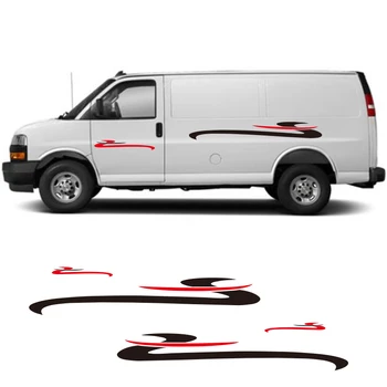 

2 PCS Car Vinyl Side Stripes Stickers Auto Graphics Decals For Transporter Van Volkswagen T5 Ford Transit Peugeot Partner Ci