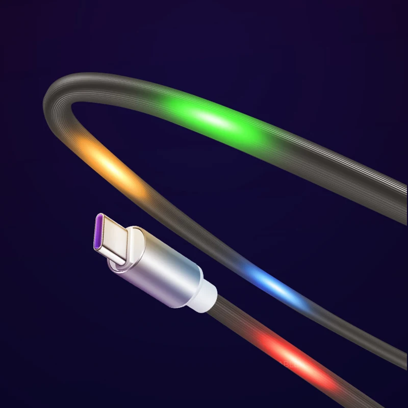 1M Glowing Voice Cable Mobile Phone Charging LED light Cable Micro USB Type C Charger Cord For Samsung  Xiaomi Mi9 Luminous Wire best iphone cable