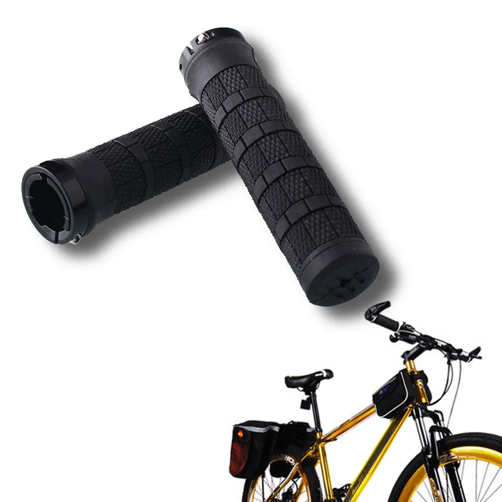 

2X 1 Pair Rubber Handlebar Lock-on Grips Bicycle MTB Locking Sports New