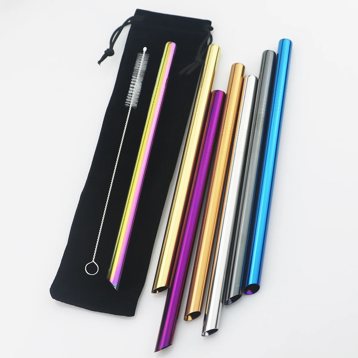 Reusable Drinking Straw Set Wide 12mm Metal Straw 304 Stainless Steel Straw Pearl Milkshake Bubble Tea Straw With Cleaner Brush