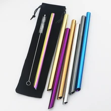 Reusable Drinking Straw Set Wide 12mm Metal Straw 304 Stainless Steel Straw Pearl Milkshake Bubble Tea Straw With Cleaner Brush