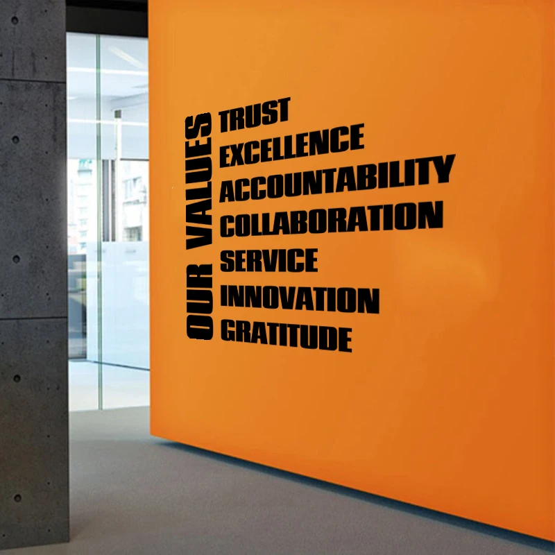 Modern Large Our Value Trust Teamwork Servic Wall Sticker Company Office Office Values Inspirational Quote Business Wall Decal (1)