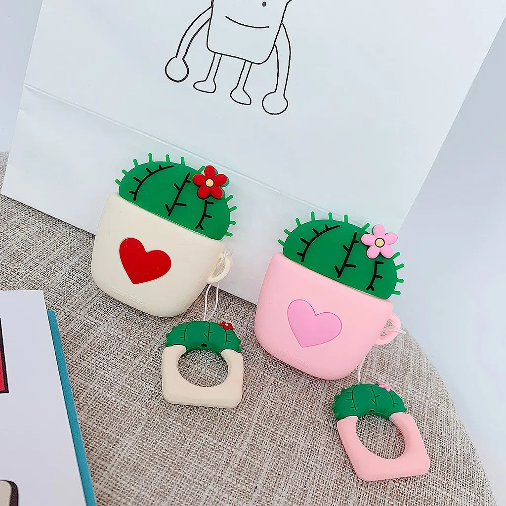 Чехол VOBERRY для AirPods с милым мультяшным рисунком, защитный чехол, беспроводные кожухи головных телефонов для Air Pods, 2 аксессуары, зарядная коробка