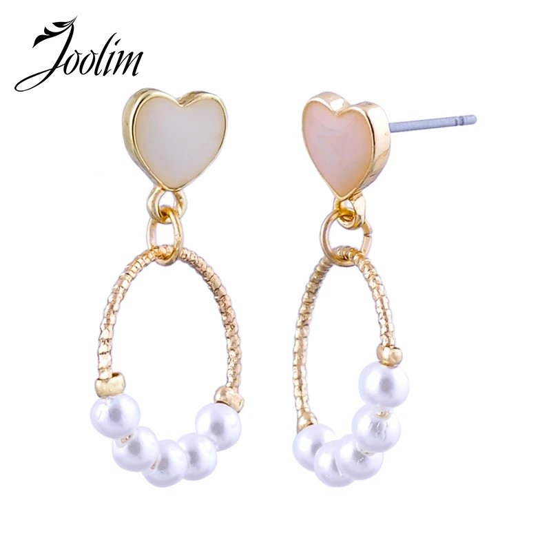 

Joolim Delicate Heart Pearl Drop Earring Elegant Earring for Work Women