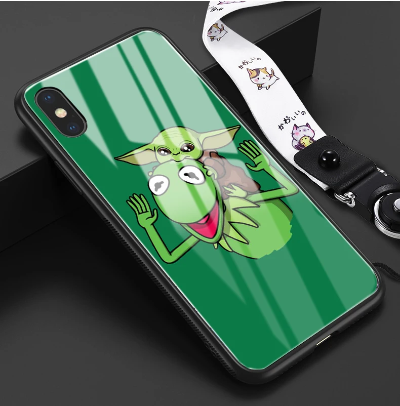 Baby yoda meme милый мягкий силиконовый чехол из закаленного стекла для телефона, чехол для apple iPhone 6 6s 7 8 Plus X XR XS 11 Pro Max - Цвет: 24317