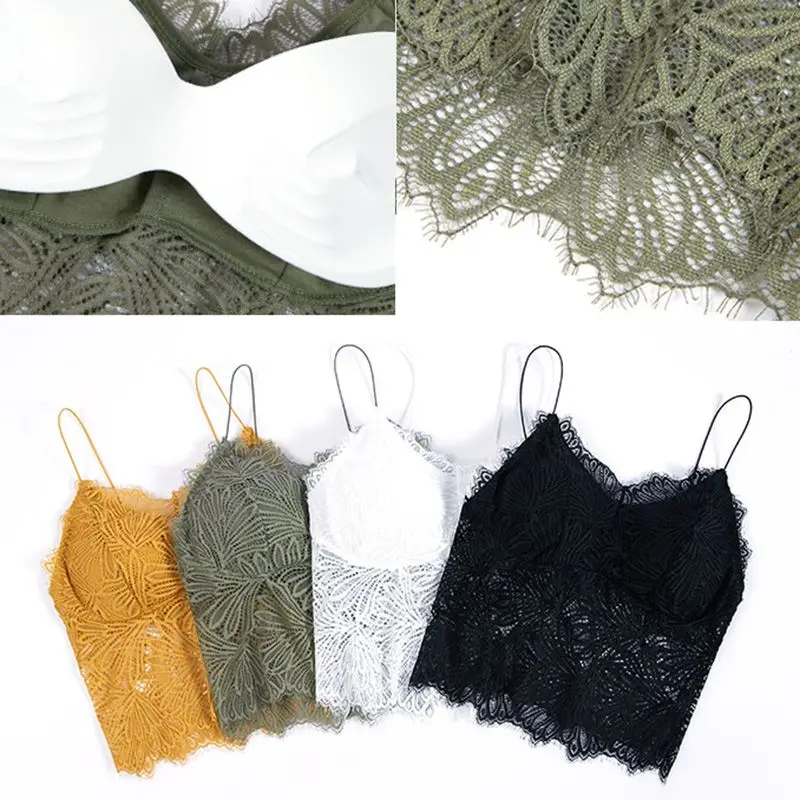 Fashion New Sexy Eyelashes Lace Beauty Back Wrapped Chest Hem Bottom Small Camisole