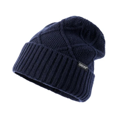 Innovely Capcc beanie шапки унисекс Шапка-бини теплая вышитая шерсть Рождество мужской подарок - Цвет: Синий