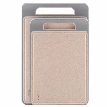 

New Easy-Grip Handles Non-Slip Feet 2 Piece Kitchen Cutting Board Grain Fiber Chopping Board Set of 2 with Juice Grooves