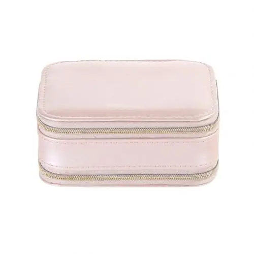 Portable Double-sided Travel Jewelry Storage Box Organizer Display Holder Case - Цвет: Розовый