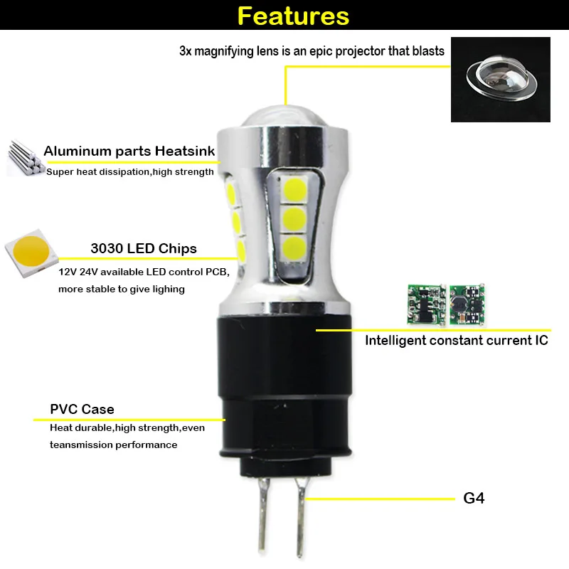 Ксеноновые белые светодиодсветодиодный лампы высокой мощности Hp24w 3030 SMD G4