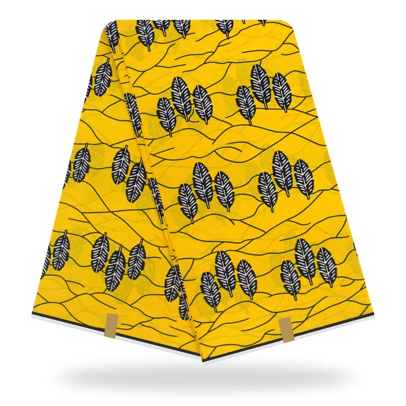 

New Style Yellow 100% Cotton African Print Wax Ankara High Quality Veritable Wax Dutch Print Wax for Party Dress Y90902-11