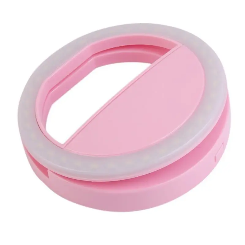Универсальный Selfie светодиодный кольцевой фонарик портативный мобильный телефон 36 светодиодный S лампа для селфи светящееся кольцо зажим для iPhone 8 7 6 Plus samsung - Цвет: Pink
