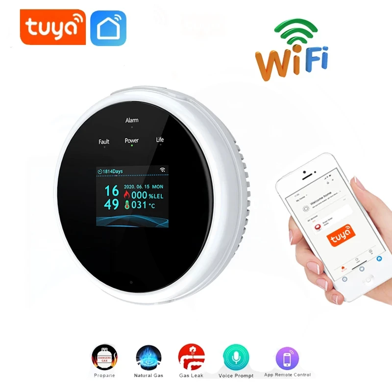 emergency strobe lights Wifi Natural Gas Sensor Combustible Household Smart LPG Gas Alarm Detector Leakage Sensor Wifi Temperature Detectors home panic button