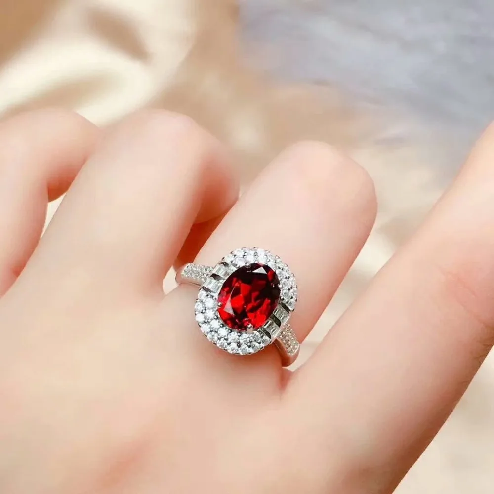 925 sterling silver real Natural garnet Jewelry Sets rings pendants earrings send necklace fine new women gift ctz07090606ags