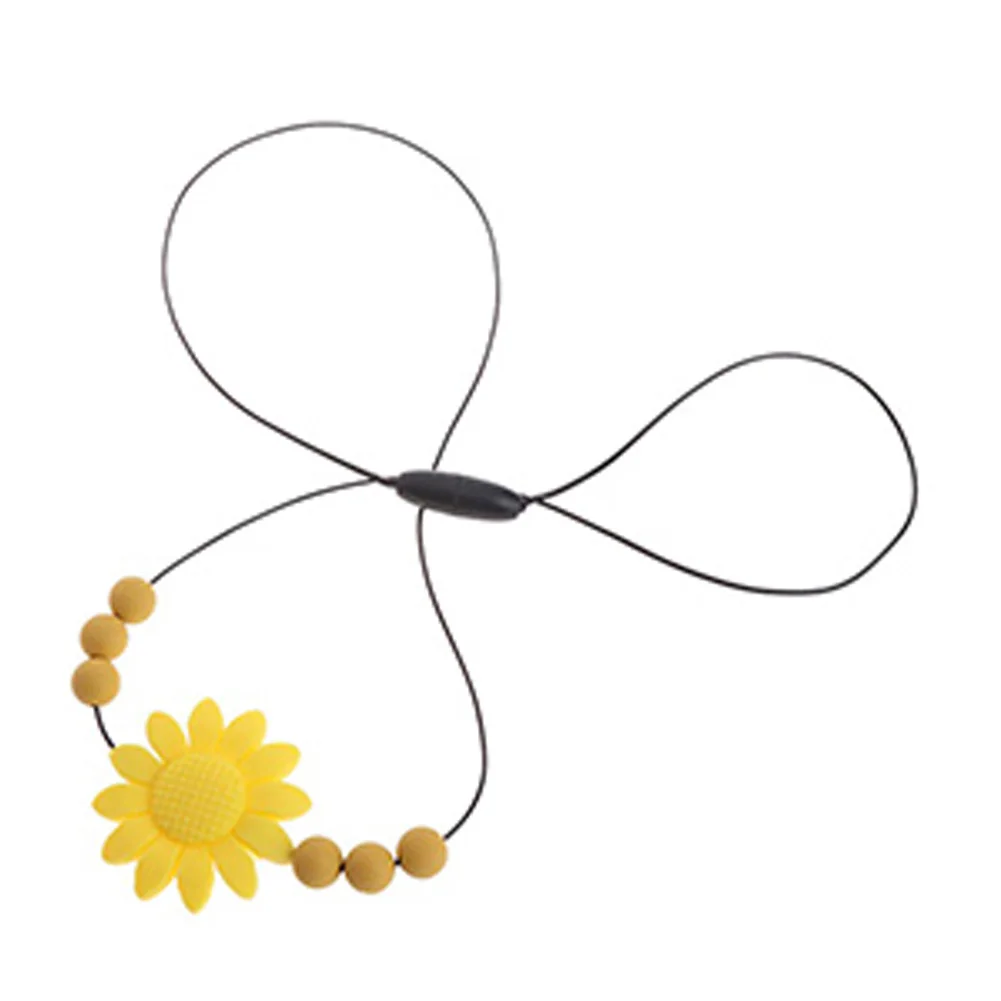 Color2 Детский пищевой силиконовый Подсолнечник подвеска-цветы на цепочке бусы ожерелье Прорезыватель игрушка - Цвет: Color2