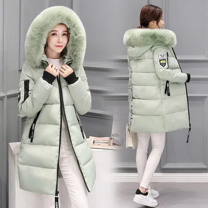 Зимняя одежда, пальто, длинный женский пуховик размера плюс, парка, Manteau Femme Veste Hiver Harajuku Zaful Icebear Hat Skarpetki YL165 - Цвет: Green beans