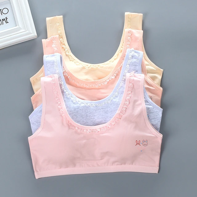 Cute Puberty Schoolgirl Training Bras Girls Cotton Underwear Student  Children Sports Bra Tube Top Breathable Vest Gift 8-15years - Training Bras  - AliExpress