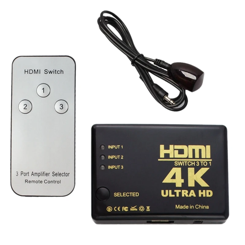 Ultra Hd 4k X 2k Hdmi Switch 3x1 3 Port Switcher Selector 3d 1080p W/ Ir  Remote - Kvm Switches - AliExpress