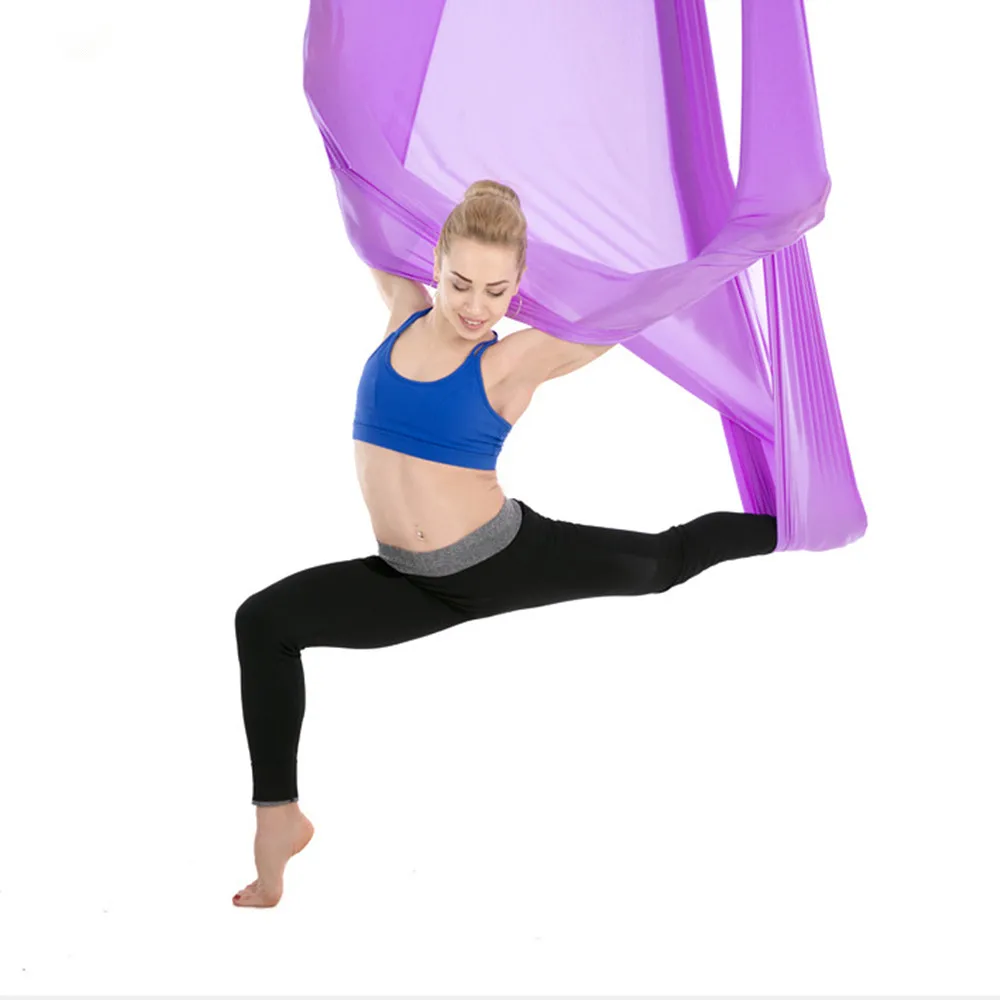 Light purple Антигравитационный подвесной гамак для йоги полный набор 6 ручек Йога-гамак трапеция Йога инверсия упражнения устройство домашний тренажерный зал подвесной ремень - Цвет: Light purple