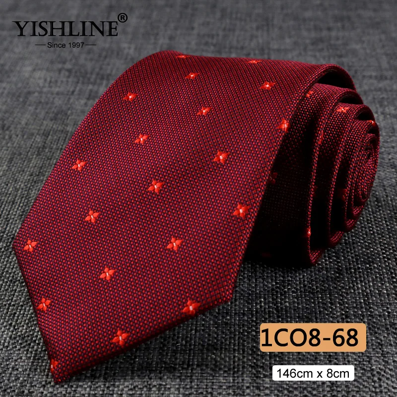1CO8-68 YISHLINE, распродажа, 8 см, мужские галстуки, классический галстук, синий, для мужчин, в полоску, в клетку, серый, розовый, деловой галстук для жениха, свадебные аксессуары - Цвет: 1CO8-68
