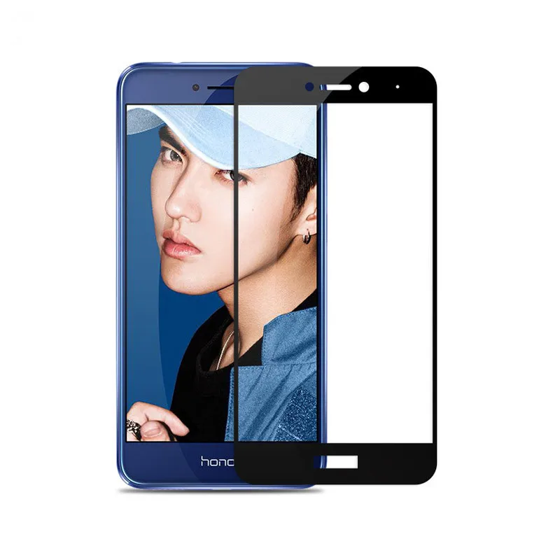 Полное покрытие из закаленного стекла для Huawei honor 8 lite чехол honor 8 lite стеклянный защитный чехол для honor 8 lite 8 lite funda Coqu - Цвет: Black