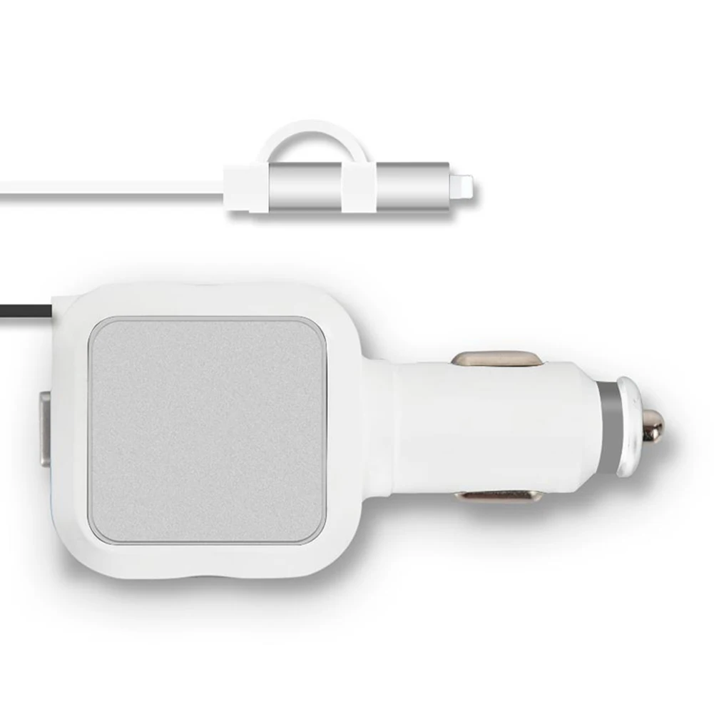 white Silver Автомобильное зарядное устройство адаптер Micro USB Выдвижной кабель многофункциональное автомобильное зарядное устройство OUJ99 - Цвет: white Silver