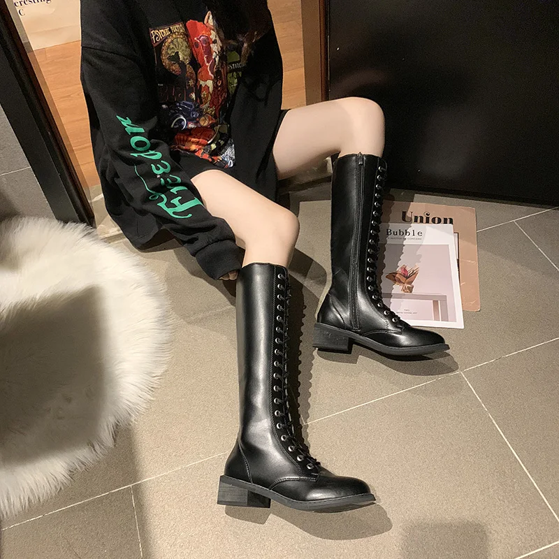 Bootee/ женские ботинки на шнуровке; женские пикантные сапоги до бедра на высоком каблуке; пикантная женская обувь на резиновой подошве; женские резиновые сапоги с круглым носком