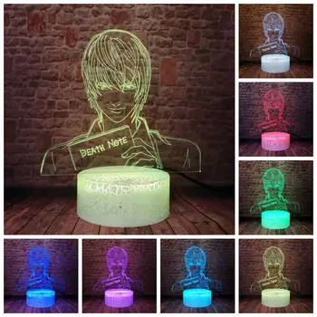 

Death Note Figma Flashing Juguetes 3D LED Nightlight Colorful Changing Light Yagami Light Kira Anime action & toy figures