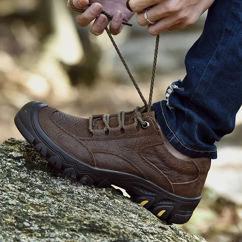 

2019 New Style Full-grain Leather Casual Shoes Outdoor Work Shoes Hiking Anti-slip Wear-Resistant MEN'S Leather Shoes a Generati