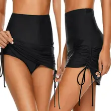 Летние пляжные женские сексуальные юбки на шнурках пляжный с завышенной талией купальное платье