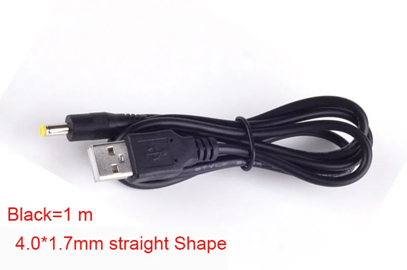 black Straight shape Разъем питания постоянного тока USB преобразует в 4,0*1,7 мм/DC 4,0x1,7 белый черный L образный прямоугольный разъем с кабелем соединителя шнура - Цвет: black Straight shape