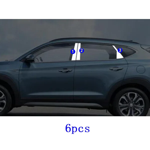 Для hyundai Tucson автомобильный Стайлинг наклейка отделка из нержавеющей стали Стекло окно гарнир столб средняя колонна капот запчасти - Название цвета: 6pcs